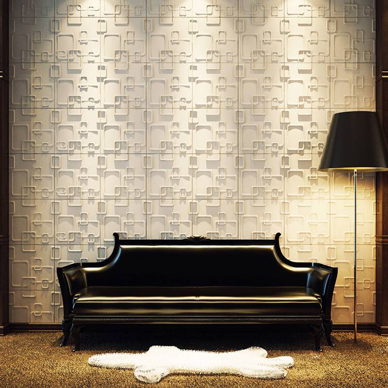 Gạch 3d ốp tường trang trí chống thấm màu trắng