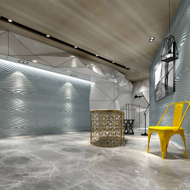 Gạch 3d ốp tường trang trí chống thấm màu xám