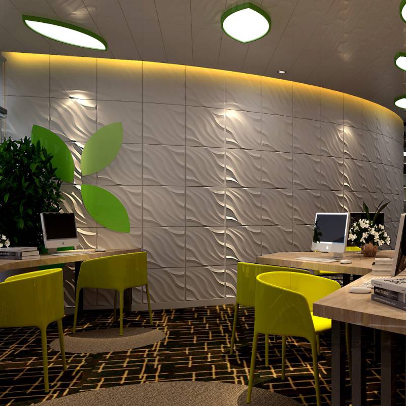 Gạch 3d ốp tường trang trí chống thấm màu trắng