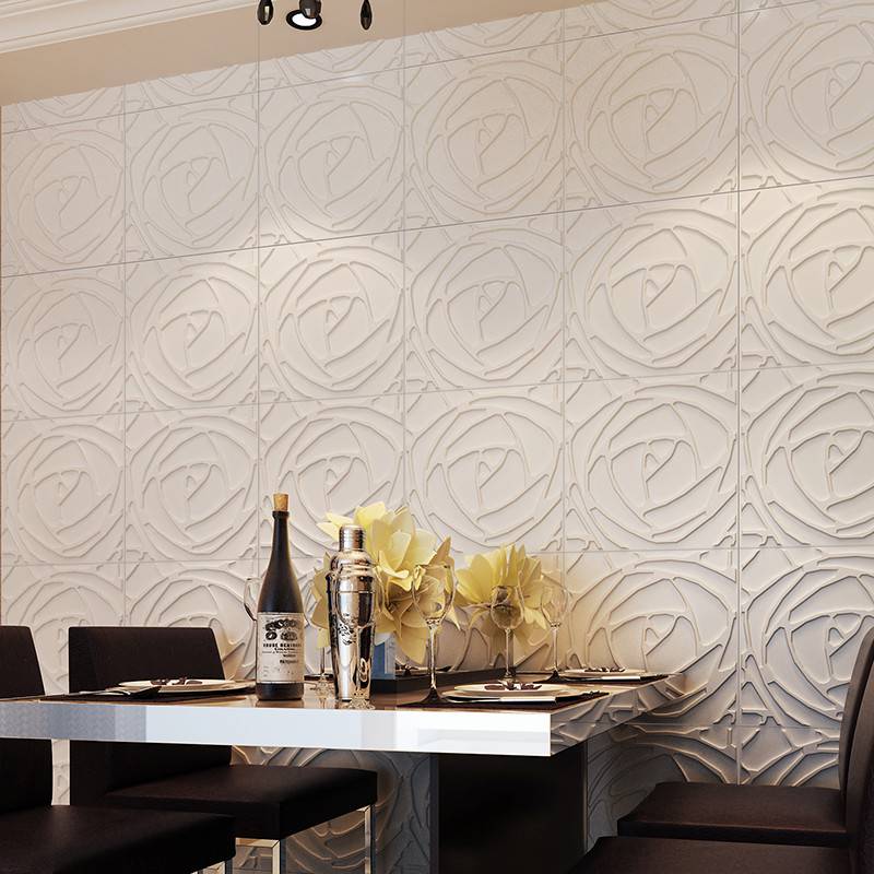 Gạch 3d ốp tường trang trí chống thấm màu trắng