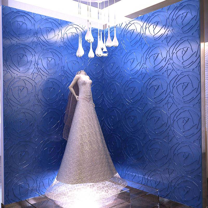 Gạch 3d ốp tường trang trí chống thấm màu xanh