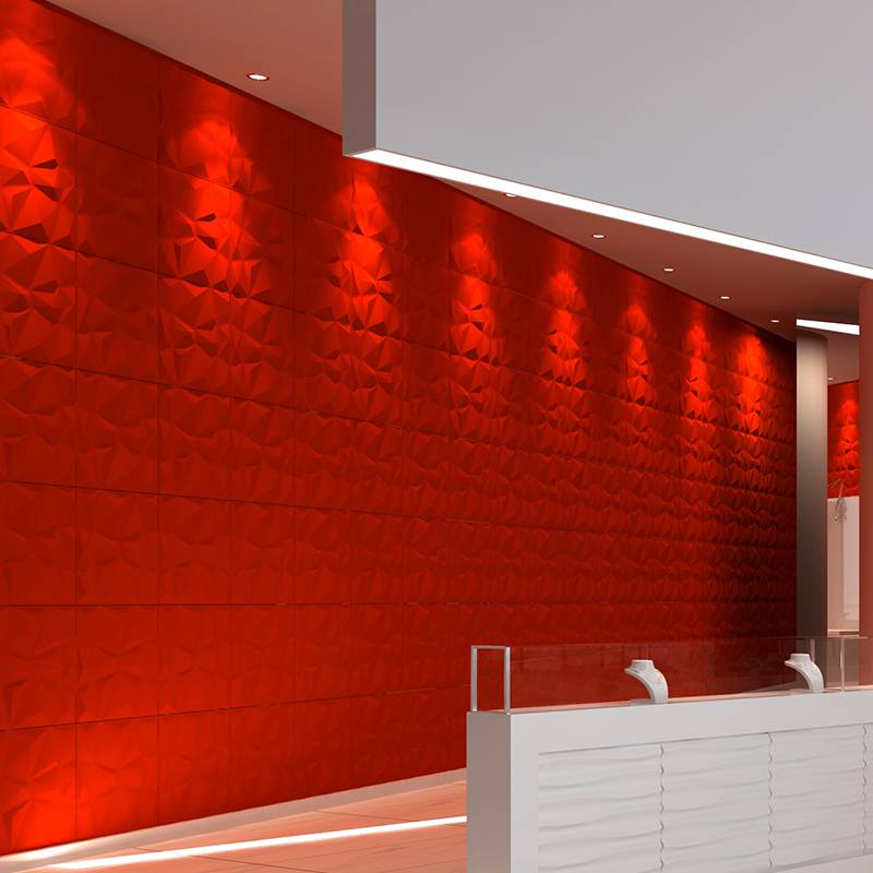 Gạch 3d ốp tường trang trí chống thấm màu đỏ