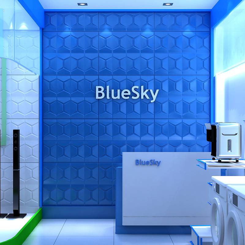 Gạch 3d ốp tường trang trí chống thấm màu xanh