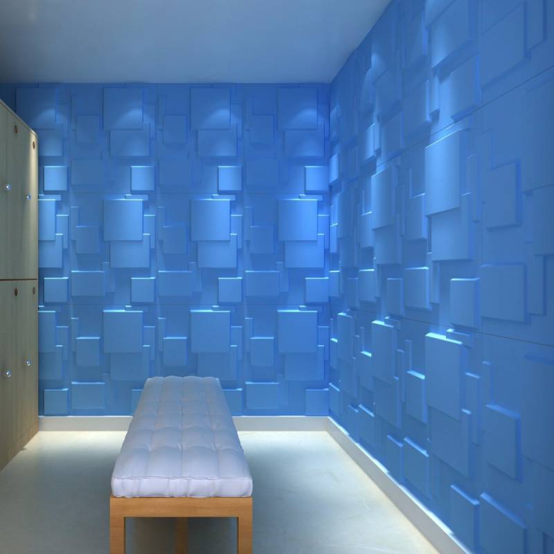 Gạch 3d ốp tường trang trí chống thấm màu xanh