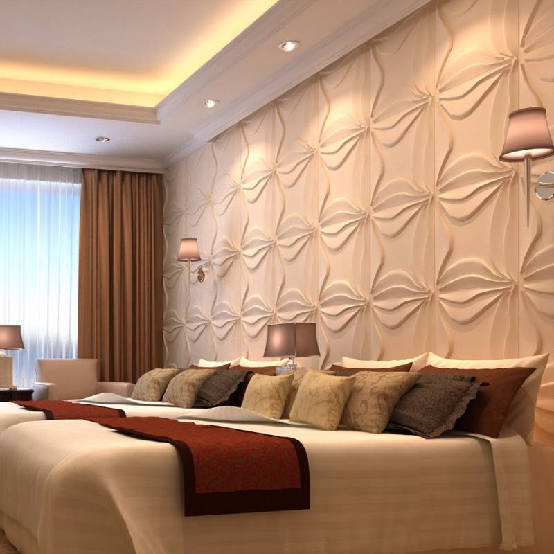 Gạch 3d ốp tường trang trí chống thấm màu trắng