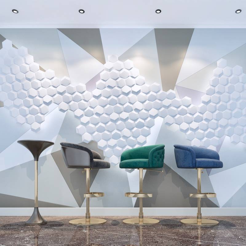 Gạch 3d ốp tường trang trí chống thấm màu trắng