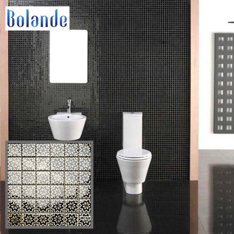 Gạch khảm thủy tinh hoa văn đen 300*300mm MSG-28