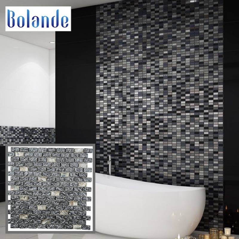 Gạch Mosaic thủy tinh cao cấp màu đen 300*300mm MSG-3 