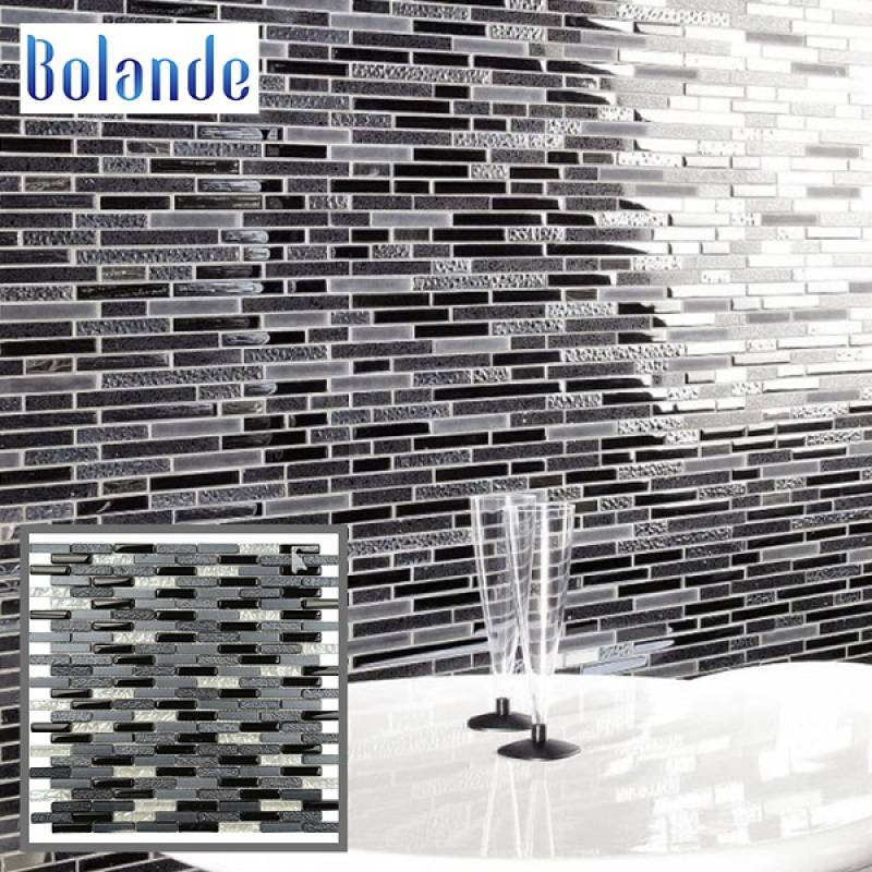 Gạch Mosaic thủy tinh cao cấp màu đen 300*300mm MSG-8 