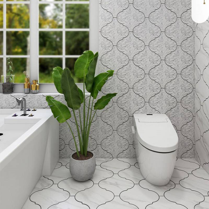 Gạch trang trí sứ trắng hình lồng đèn 300*300mm KL-30006Q-H1