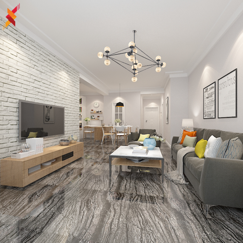 Gạch lát nền men bóng khổ lớn 600*600 màu đen D649