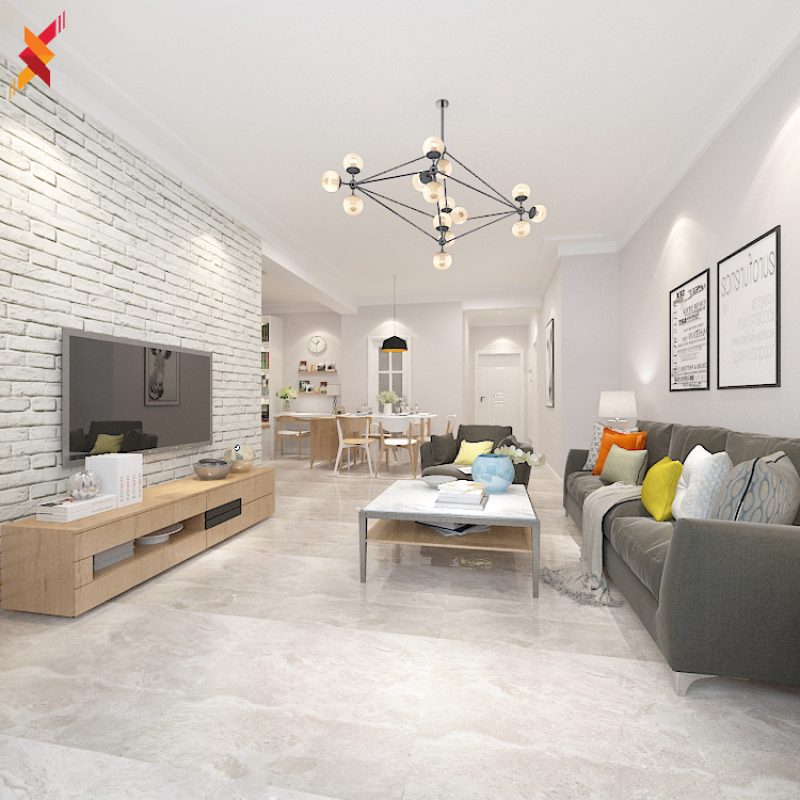 Gạch lát nền đá cẩm thạch men bóng 600*600 màu xám LL022
