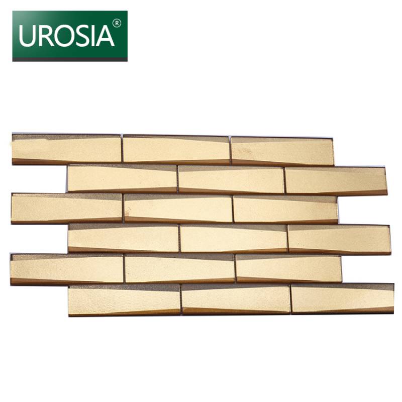 Gạch mosaic ốp tường trang trí màu vàng kim cương khảm-2