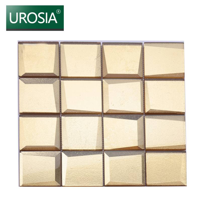 Gạch mosaic ốp tường trang trí màu vàng kim cương khảm-3