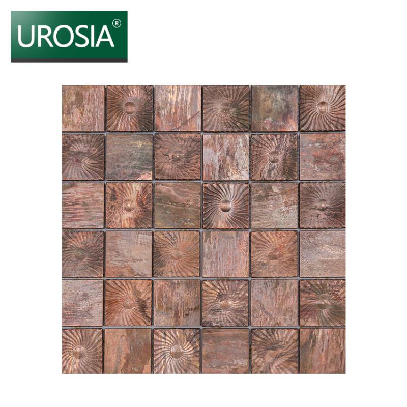 Gạch mosaic khảm ốp tường trang trí màu đồng 300*300mm XYB128