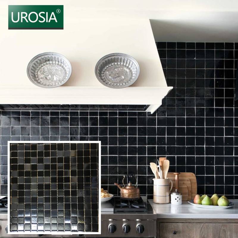 Gạch mosaic ốp tường trang trí màu đen 327*327mm