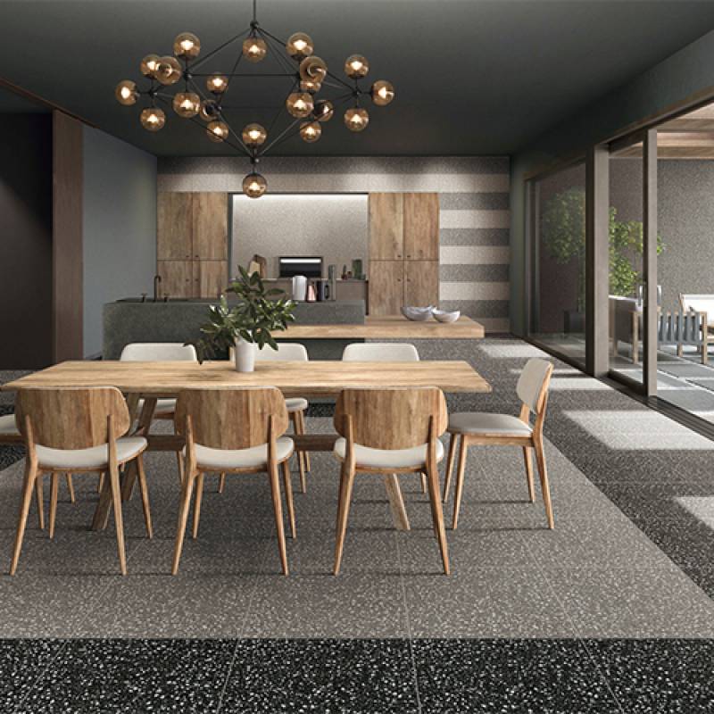 Gạch lát nền Terrazzo chống trượt 600*600mm màu đen CTGTX-TE107