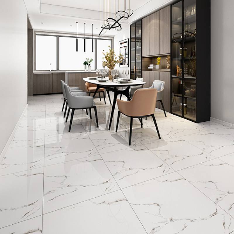 Gạch men lát sàn hiện đại 800x800mm màu trắng