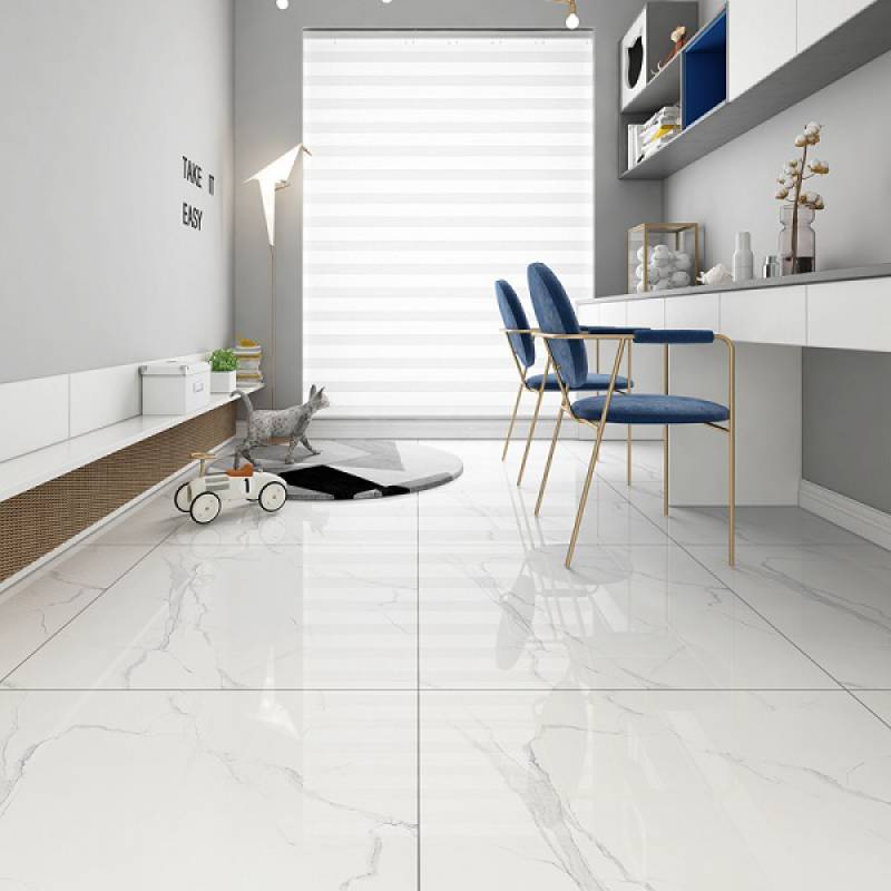 Gạch men bóng lát sàn 800x800mm 001B-8290 màu trắng vân đá 