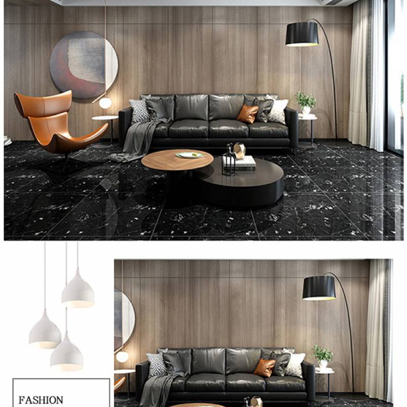 Gạch men bóng lát sàn cao cấp 600x600mm LF6818-6 màu đen