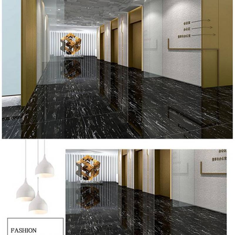 Gạch men bóng lát sàn cao cấp 600x600mm LF6703-6 màu đen