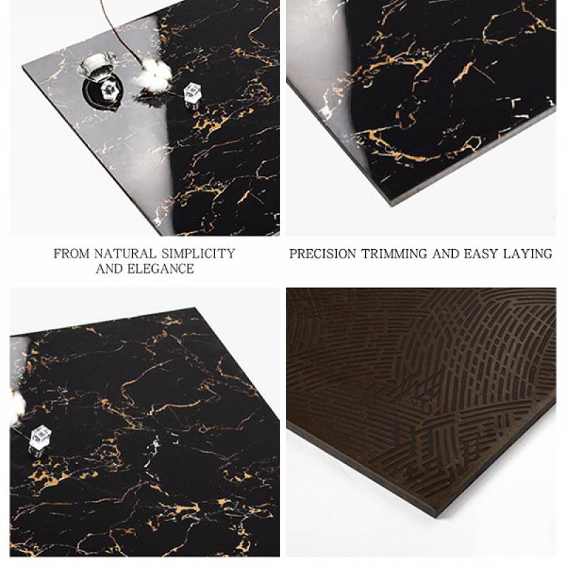 Gạch men bóng lát sàn hiện đại 600x600mm LF6701 màu đen