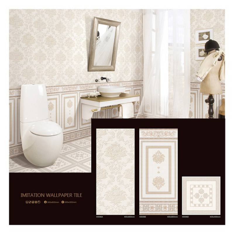 Gạch men ốp tường phong cách hoàng gia 300x800m D002-6675 màu trắng