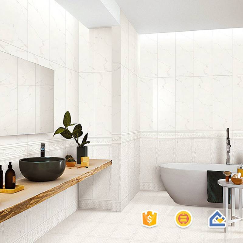 Gạch men ốp lát phòng tắm phong cách châu âu 300x800m AS86005 màu trắng