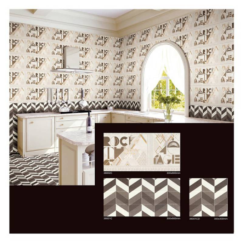 Gạch men bóng ốp lát phòng bếp sang trọng 300x800m