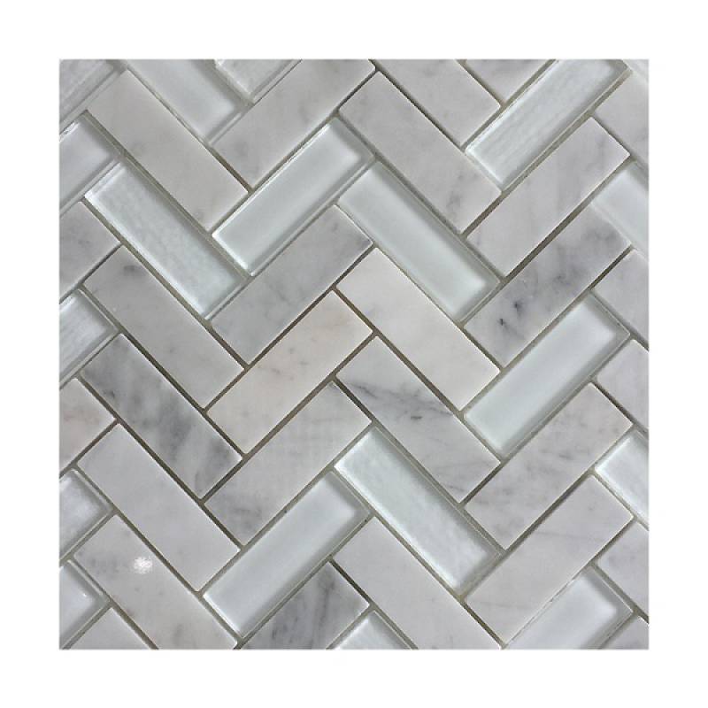 Gạch mosaic xương cá 305x325mm màu trắng 