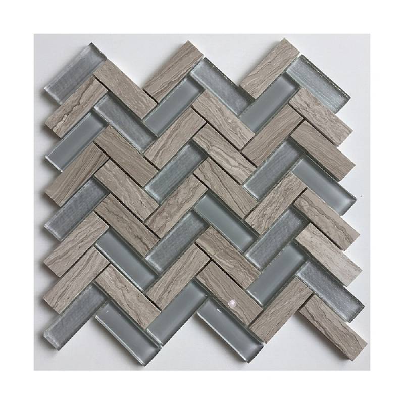 Gạch mosaic đá xương cá 305x325mm 18NS082 màu hỗn hợp