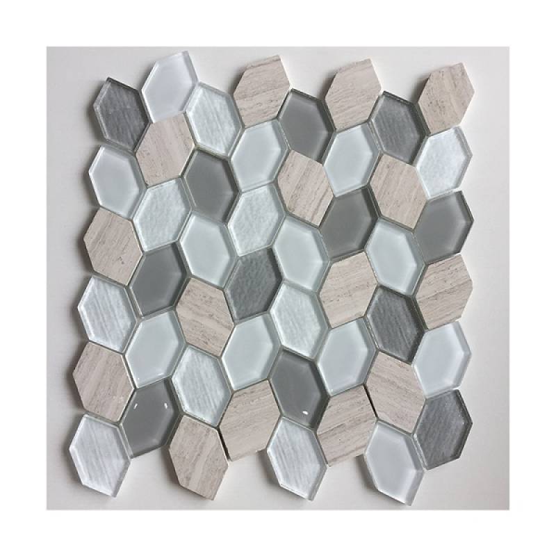 Gạch mosaic đá hỗn hợp hình lá 275x275mm 18NS111