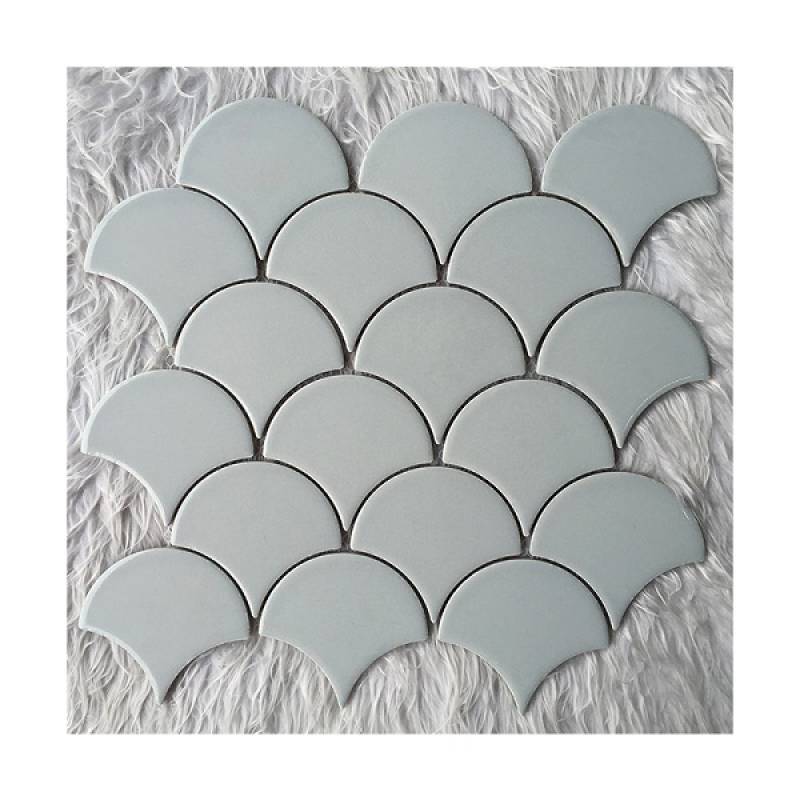 Gạch mosaic gốm hình vảy cá trang trí 300x300mm YD-Y0904 màu xám 