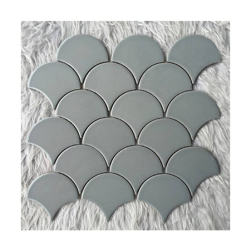 Gạch mosaic gốm hình vảy cá 300x300mm YD-Y0905 màu xám tối