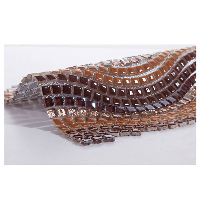 Gạch mosaic gốm mix thủy tinh trang trí phòng tắm 308x297mm 12S09 màu cam