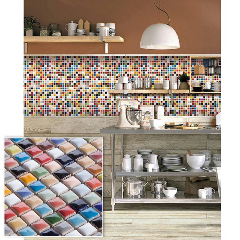 Gạch mosaic gốm màu sắc trang trí phòng tắm 300x300mm