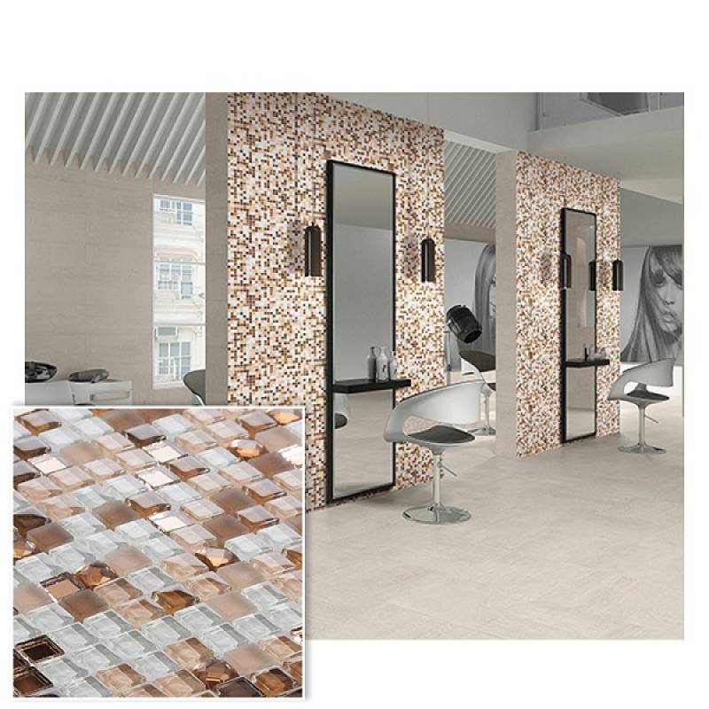 Gạch mosaic thủy tinh ốp tường trang trí 308x308mm BR1007