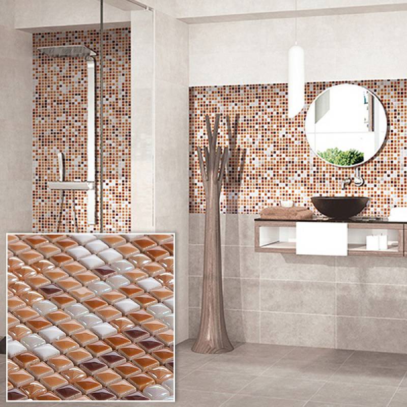 Gạch mosaic thủy tinh ốp tường trang trí phòng tắm 308x308mm 9518A