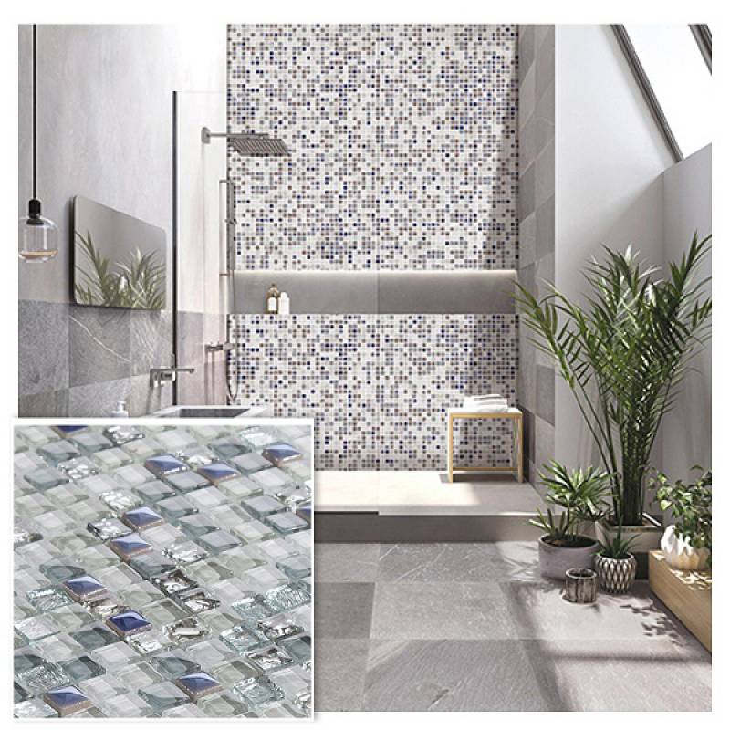 Gạch mosaic thủy tinh ốp tường trang trí phòng tắm 308x308mm 9521A