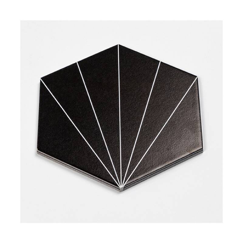 Gạch thẻ trang trí hình lục giác 3D 115*200*230mm  A028 màu đen 