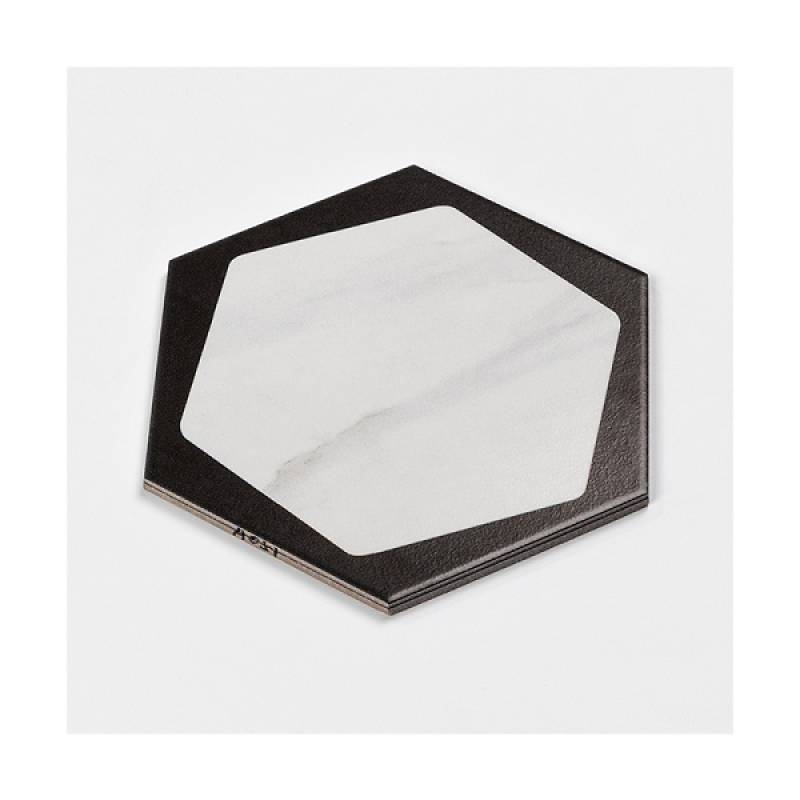 Gạch thẻ trang trí hình lục giác 115*200*230mm A051 màu trắng cẩm thạch viền đen