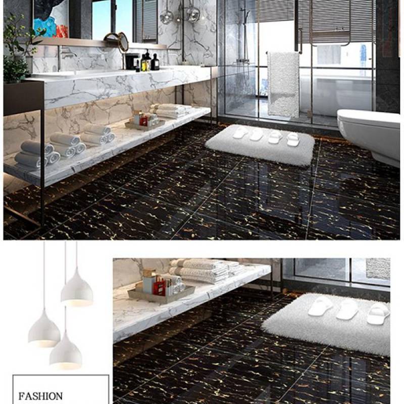 Gạch men bóng lát sàn hiện đại 800x800mm LF87091 màu đen