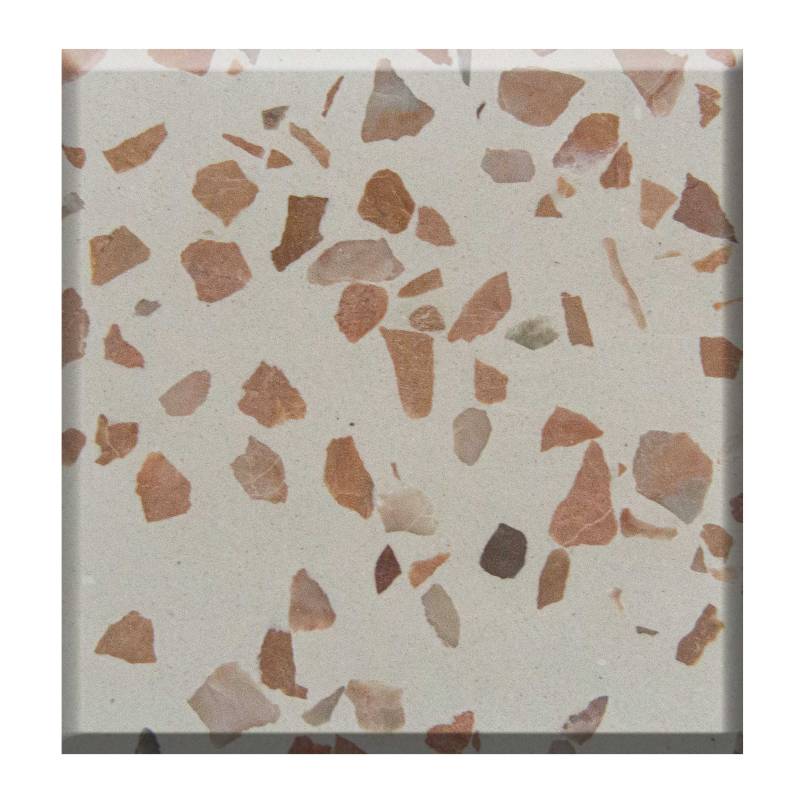 Gạch ốp lát Terrazzo nhập khẩu kt 600*600mm màu trắng đỏ YX-4