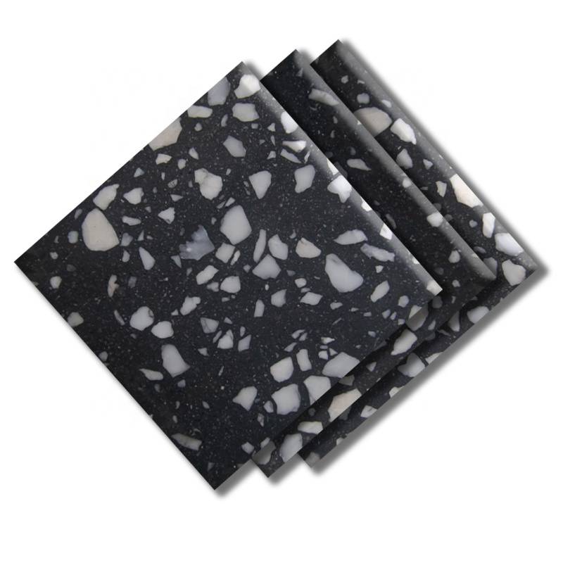 Gạch ốp lát Terrazzo nhập khẩu kt 600*600mm màu đen 181