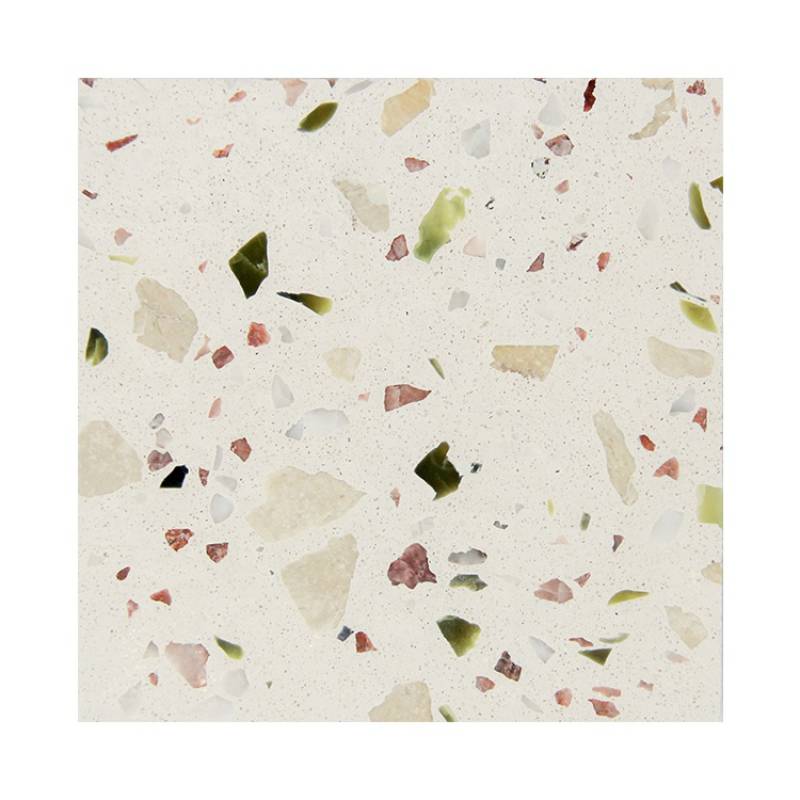 Gạch ốp lát Terrazzo nhập khẩu kt 600*600mm màu trắng hạt nhiều màu JC12