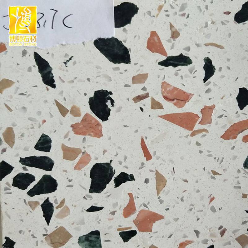 Gạch ốp lát Terrazzo nhập khẩu kt 600*600mm màu trắng hạt nhiều màu Jco817c