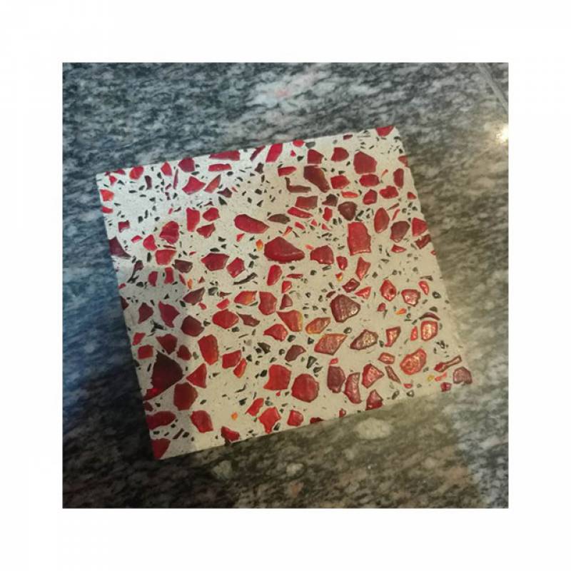 Gạch ốp lát Terrazzo nhập khẩu kt 600*600mm màu trắng đỏ BTT072