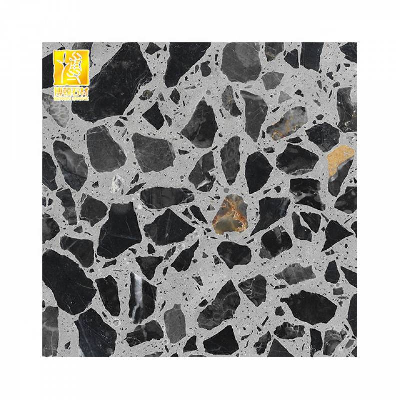 Gạch ốp lát Terrazzo nhập khẩu kt 600*600mm màu đen BTT112