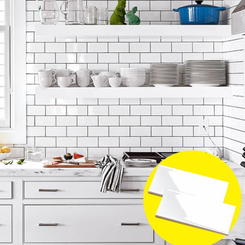 Gạch thẻ ốp tường màu trắng bóng 75x150mm M751500