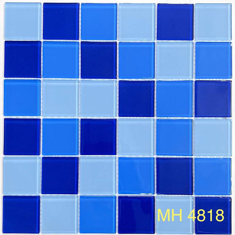 Gạch mosaic thủy tinh ốp bể bơi 48x48mm MH 4818 trộn màu